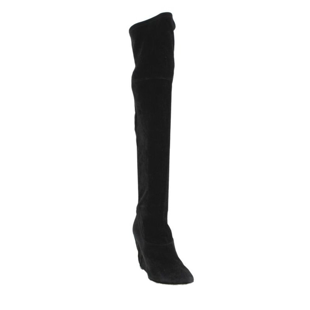 Moschino Cheap & Chic Womens Suede Over The Knee Wedge Boots Black Size 9